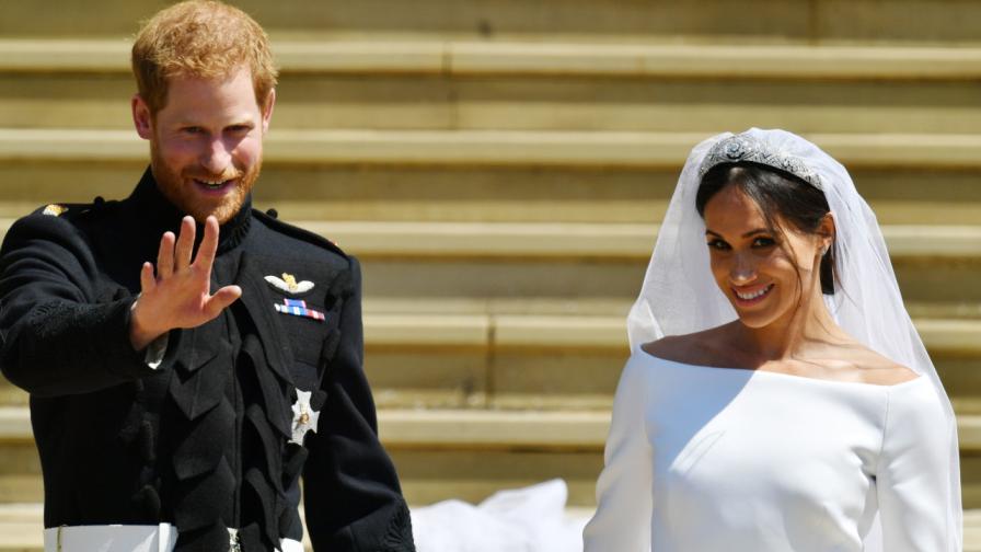 Принц Хари и Меган Маркъл на сватбата им през 2018 г.