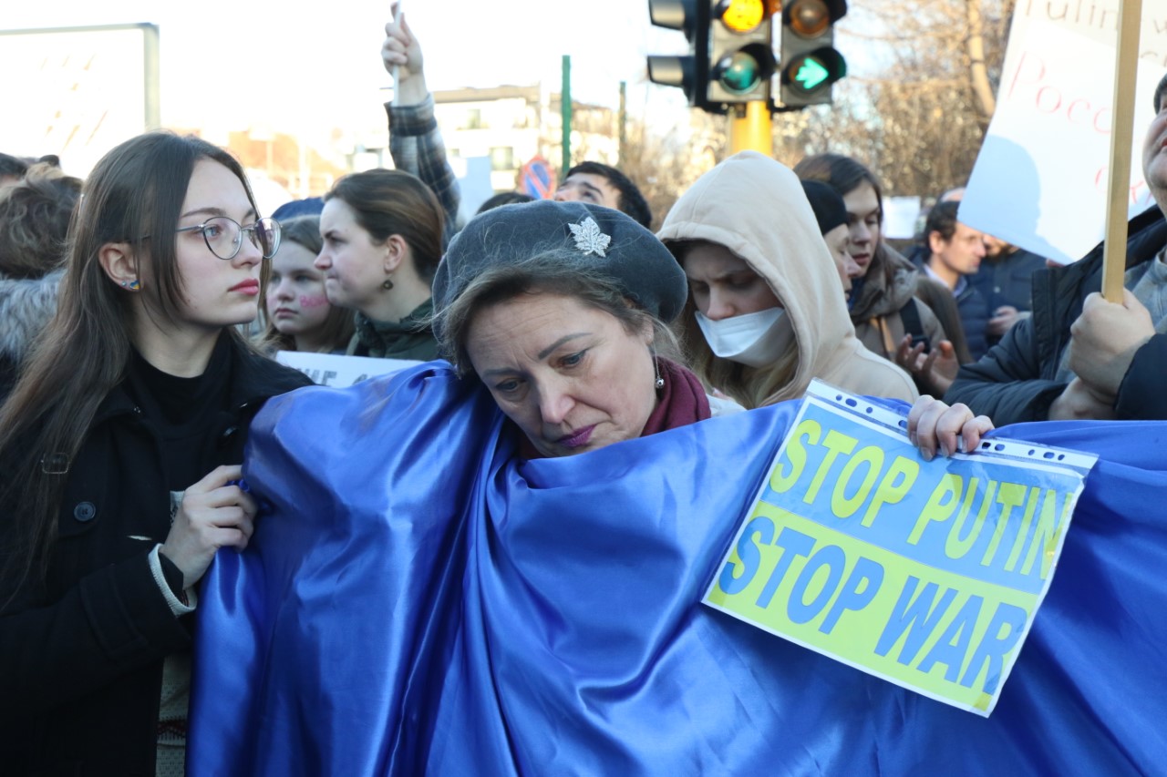 <p>Протест пред Руското посолство в София</p>