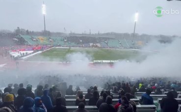 Феновете на Левски в сектор А на Националния стадион Васил