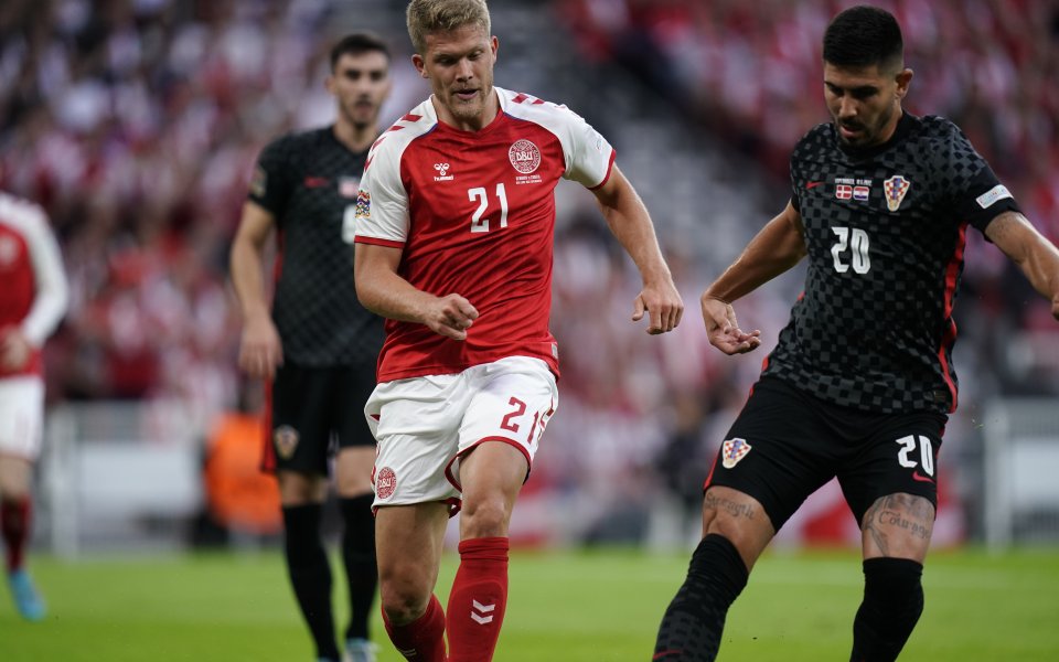 Дания и Хърватия играят при резултат 0:1 в интригуващ двубой