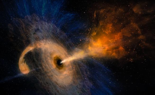 “Хъбъл” откри свръхмасивна черна дупка, образуваща следа от звезди