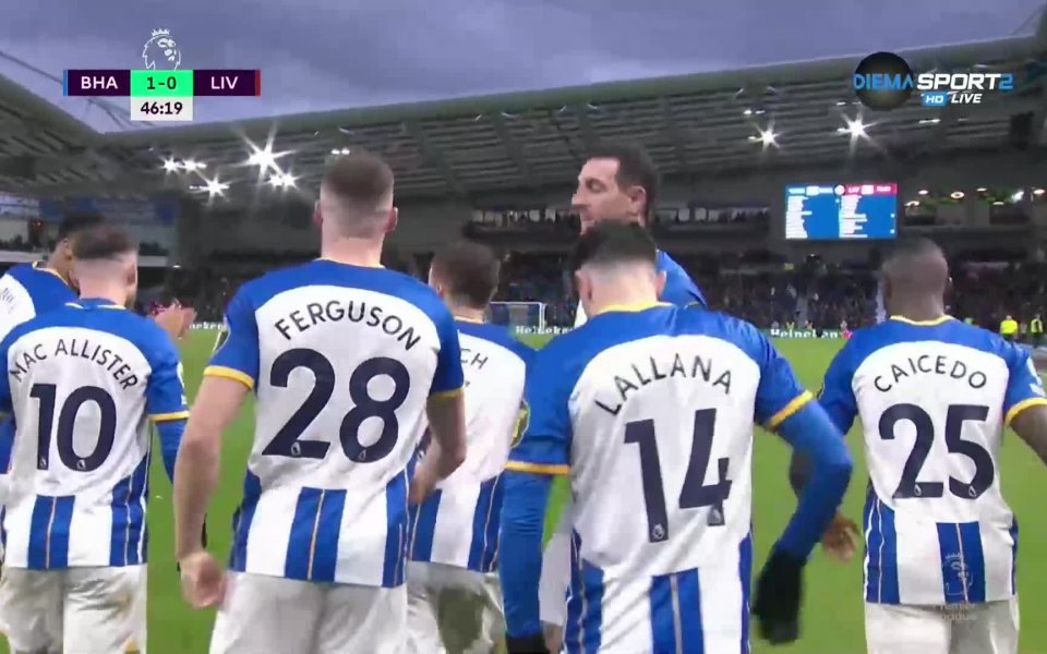 Чудесна атака направи Брайтън, след грешка на Жоел Матип, която бе