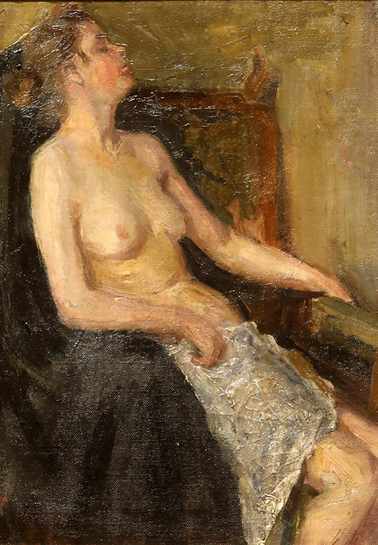 <p>ГЕОРГИ ВЕЛЧЕВ (1891 &ndash; 1955)</p>

<p>На креслото, 20-те г. на ХХ в., маслени бои, платно</p>