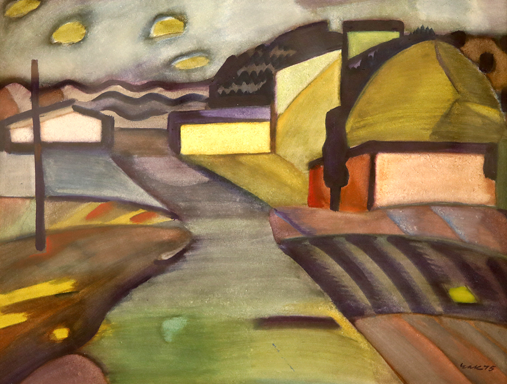 <p>ВАСИЛ ЧАКЪРОВ</p>

<p>Складове в пейзажи, 1975, акварел, картон</p>