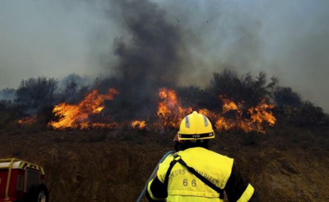 Стотици пожарникари се борят с голям горски пожар във Франция (СНИМКИ)