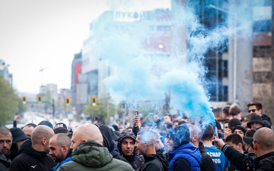 Шествие на феновете на Левски преди дербито с ЦСКА, 17.04.2023 г.