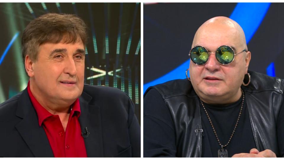 Димитър Ковачев-Фънки и Веселин Маринов седят един до друг в