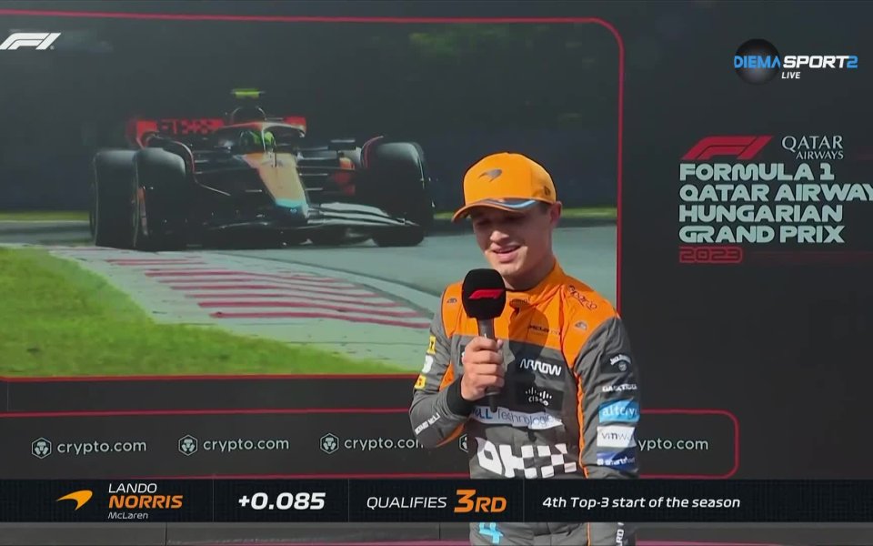 Пилотът на Макларън – Ландо Норис, ще стартира трети в