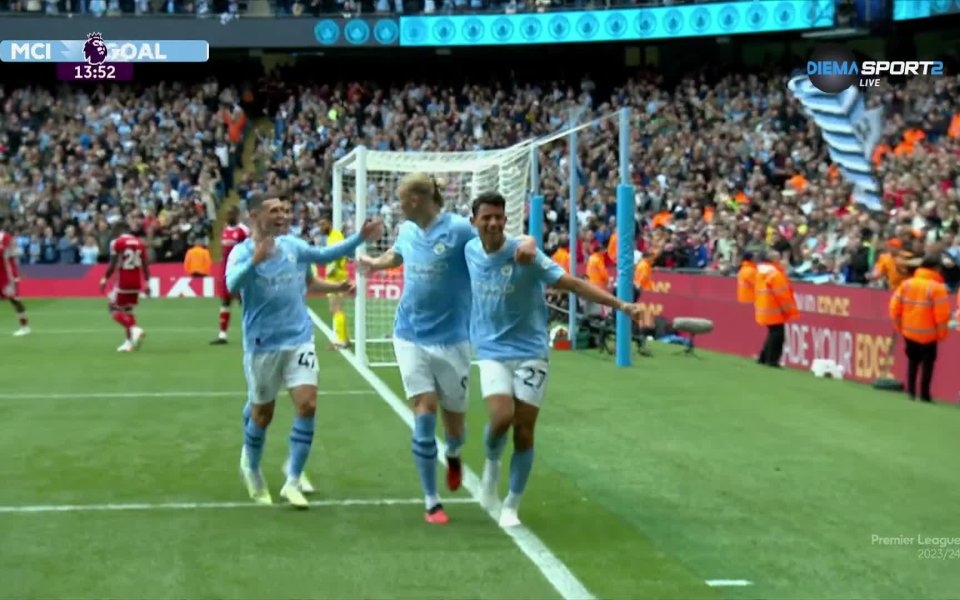 В 14-ата минута Манчестър Сити удари за втори път по Нотингам,