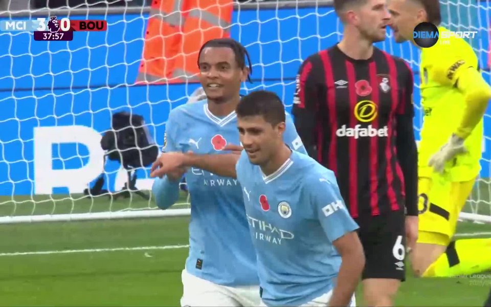 Manchester City (Manchester City) with a Spectacular Goal vs. Bournemouth,