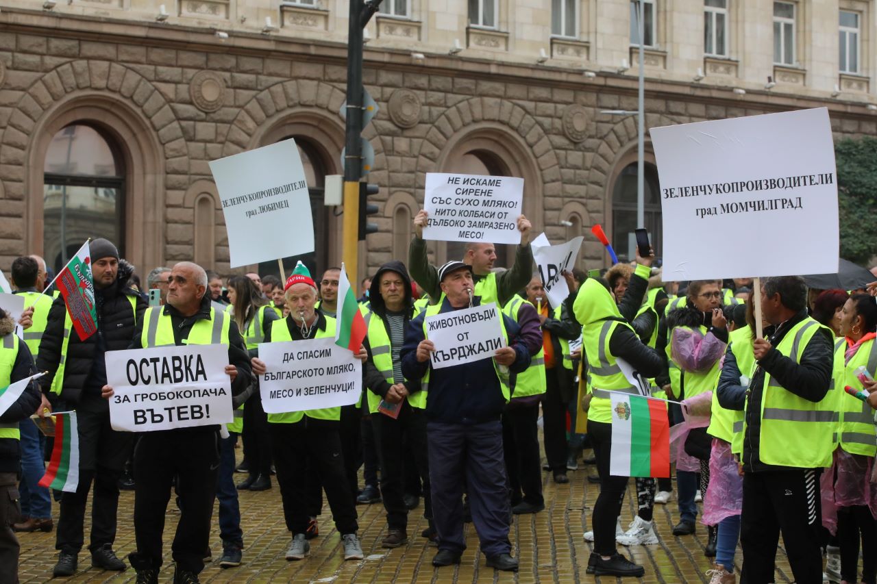 Фермери и животновъди от цялата страна излязоха на протест с искане за оставка на земеделския министър Кирил Вътев.