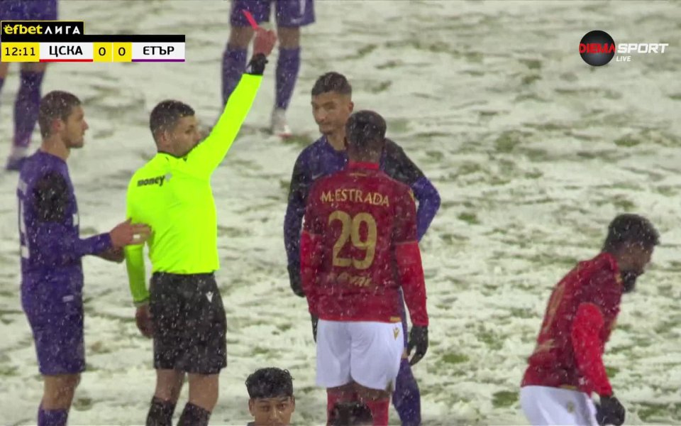 Отборът на Етър остана с 10 чоека срещу ЦСКА още