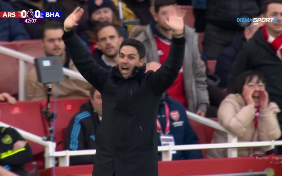 Микел Артета винаги покзва колко колоритен е край тъчлинията без