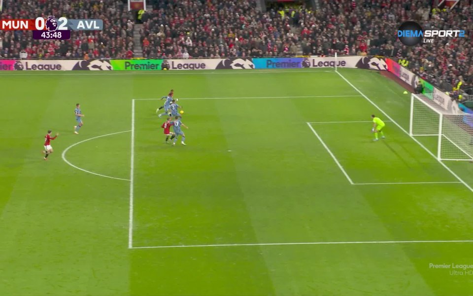 Астън Вила води с 2:0 на Манчестър Юнайтед след първото