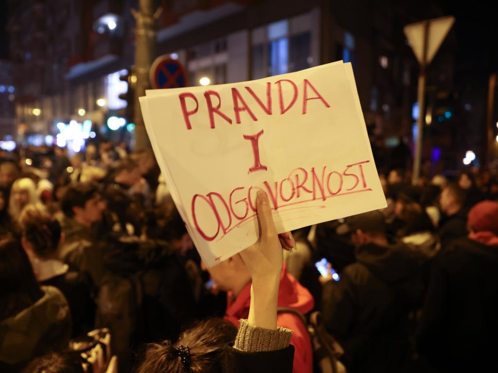 Ивъв вторник вечер центърът на Белград беше блокиран от протест
