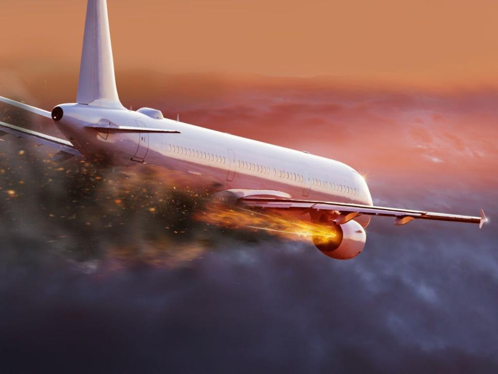 Кадри от шокиращия момент в който самолет избухна в пламъци
