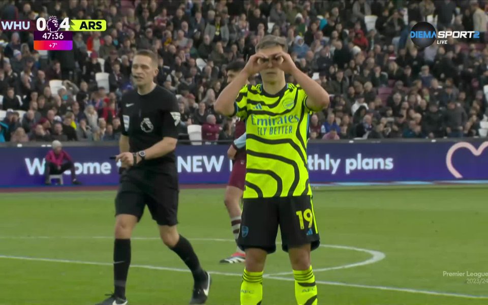 Отборът на Арсенал води с 4:0 на Уест Хем след