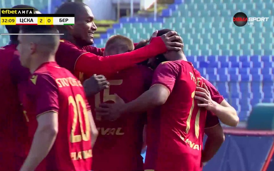 ЦСКА поведе на Берое с 2:0 с гол на Матиас