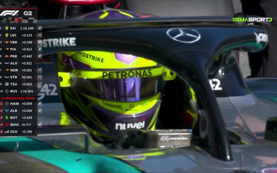 Люис Хамилтън отпадна в Q2 на квалификацията за Гран при