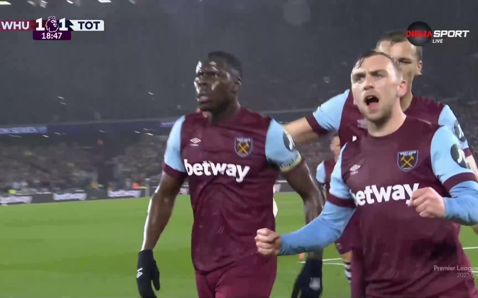 Курт Зума изравни резултата в дербито между Уест Хем и