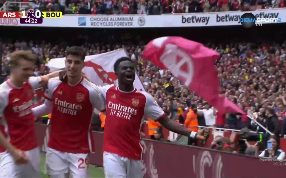 Арсенал води на Борнемут с 1:0 на полувремето в мача