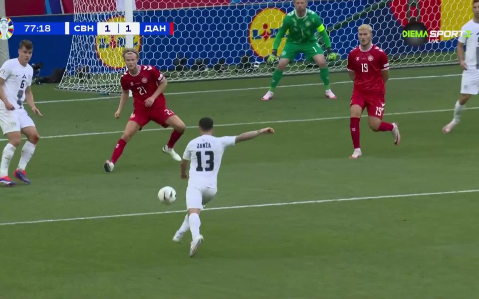 Отборът на Словения стигна до равенството срещу Дания с гол