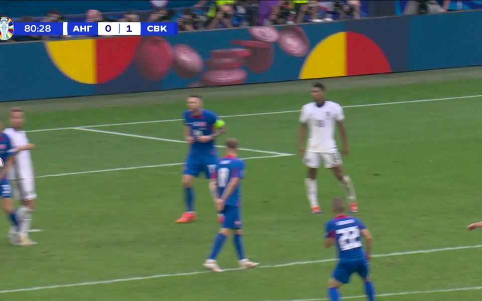 В 81-а минута Англия можеше да изравни резултата срещу Словакия