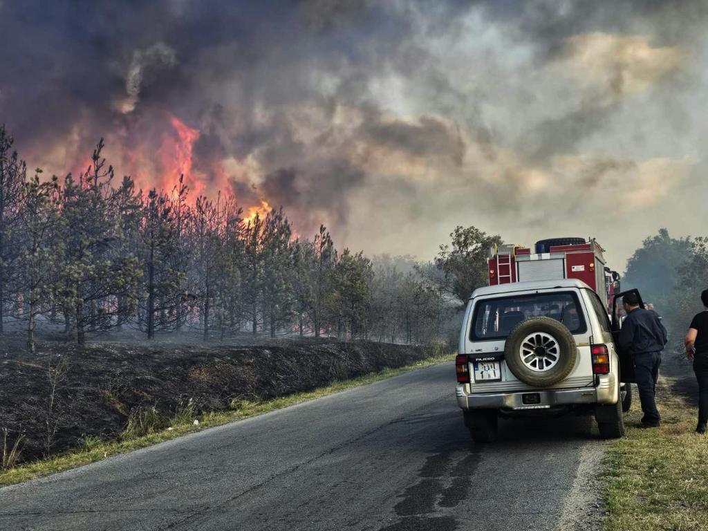 Заради големия пожар който избухна днес следобед първоначално в землището