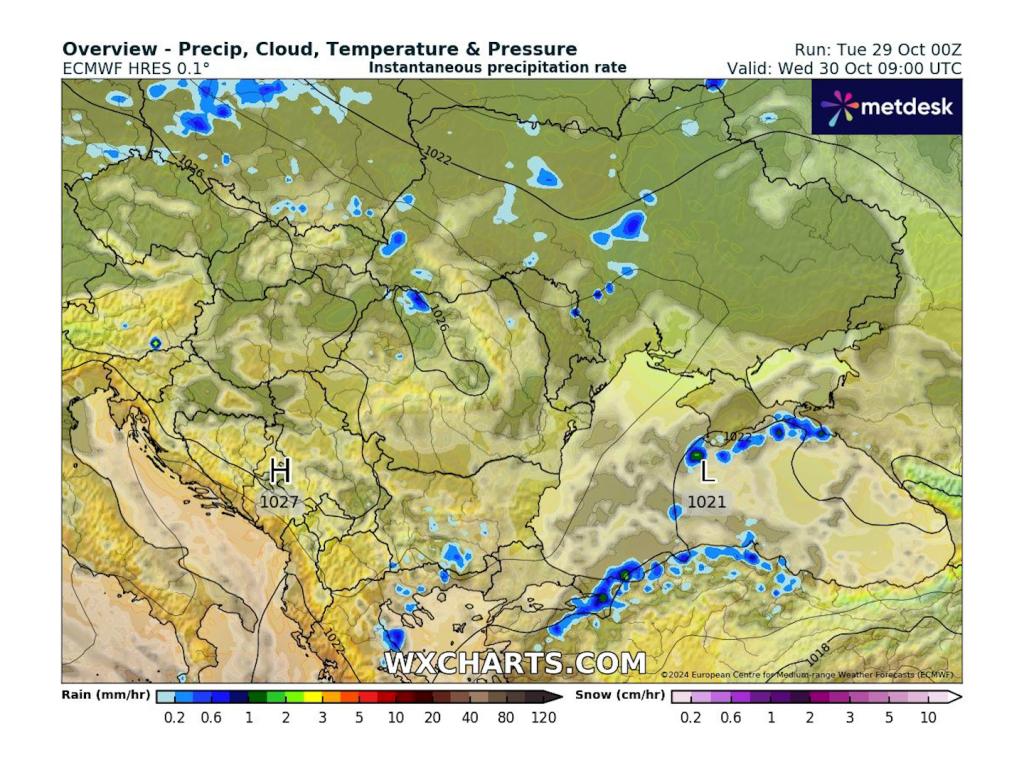 Възможни незначителни валежи в сряда според ECMWF