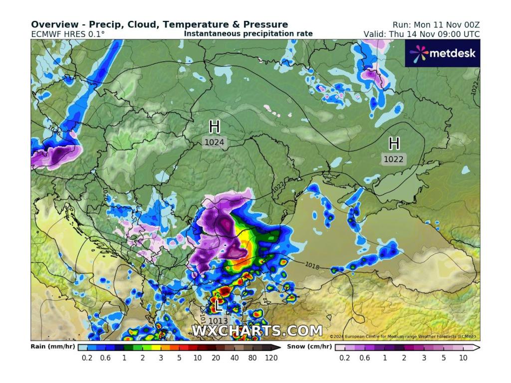 Преминаващ средиземноморски циклон с валежи от дъжд и сняг според ECMWF