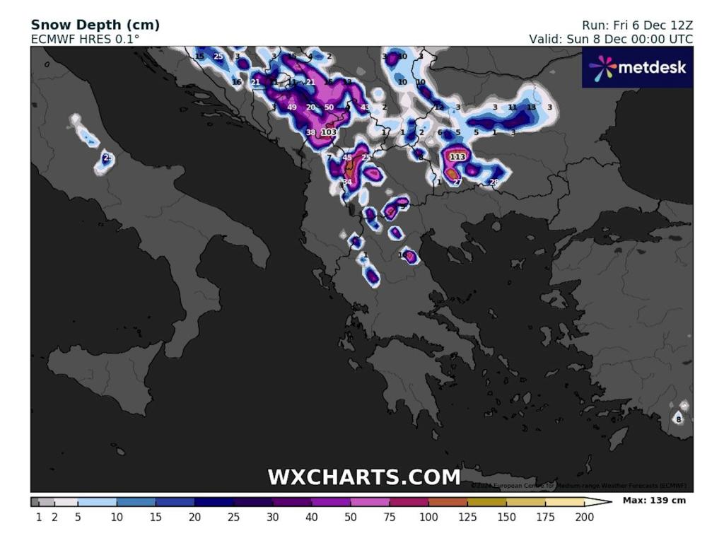 Очакван снеговалеж и снежна покривка според ECMWF