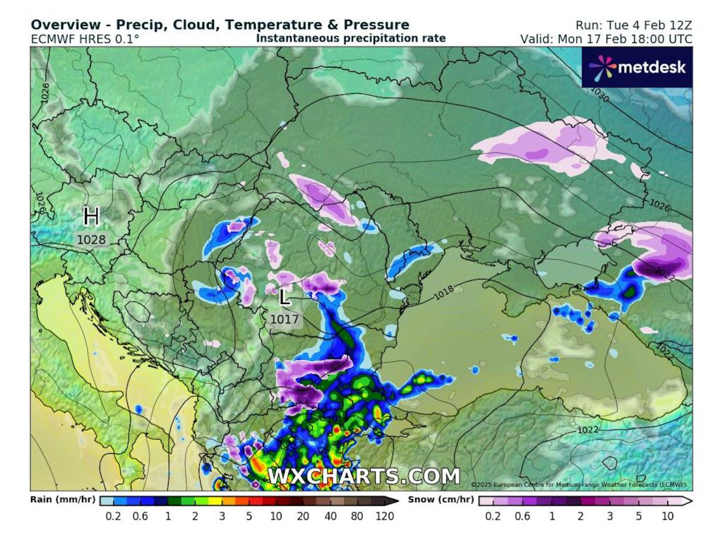 Очаквани валежи от дъжд и сняг според ECMWF