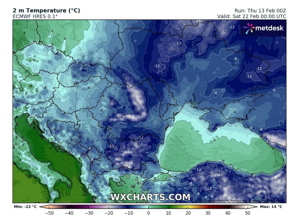 Прогнозирани ниски сутрешни температури според ECMWF