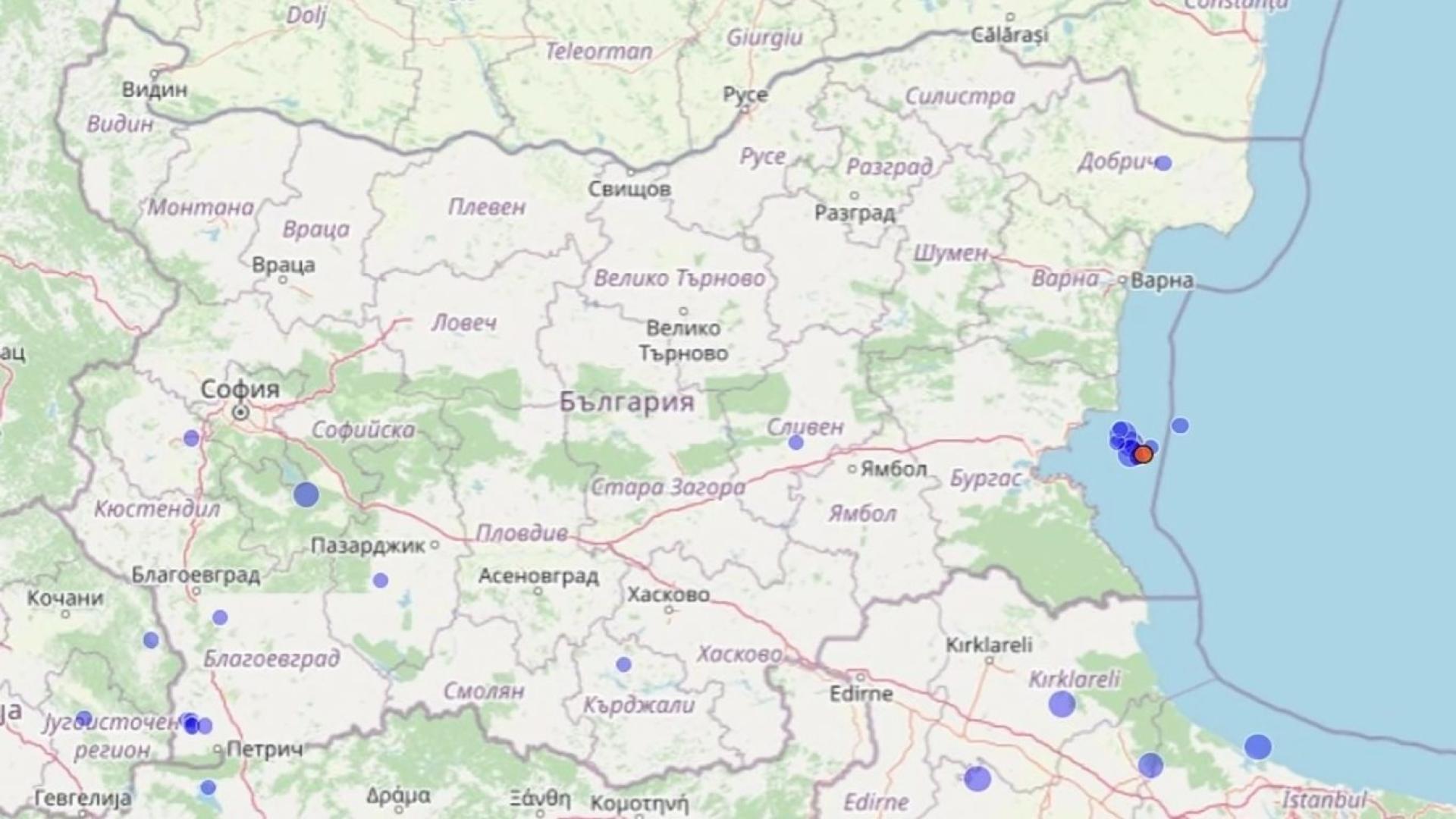 Поредица от слаби земетресения е регистрирана през последното денонощие в