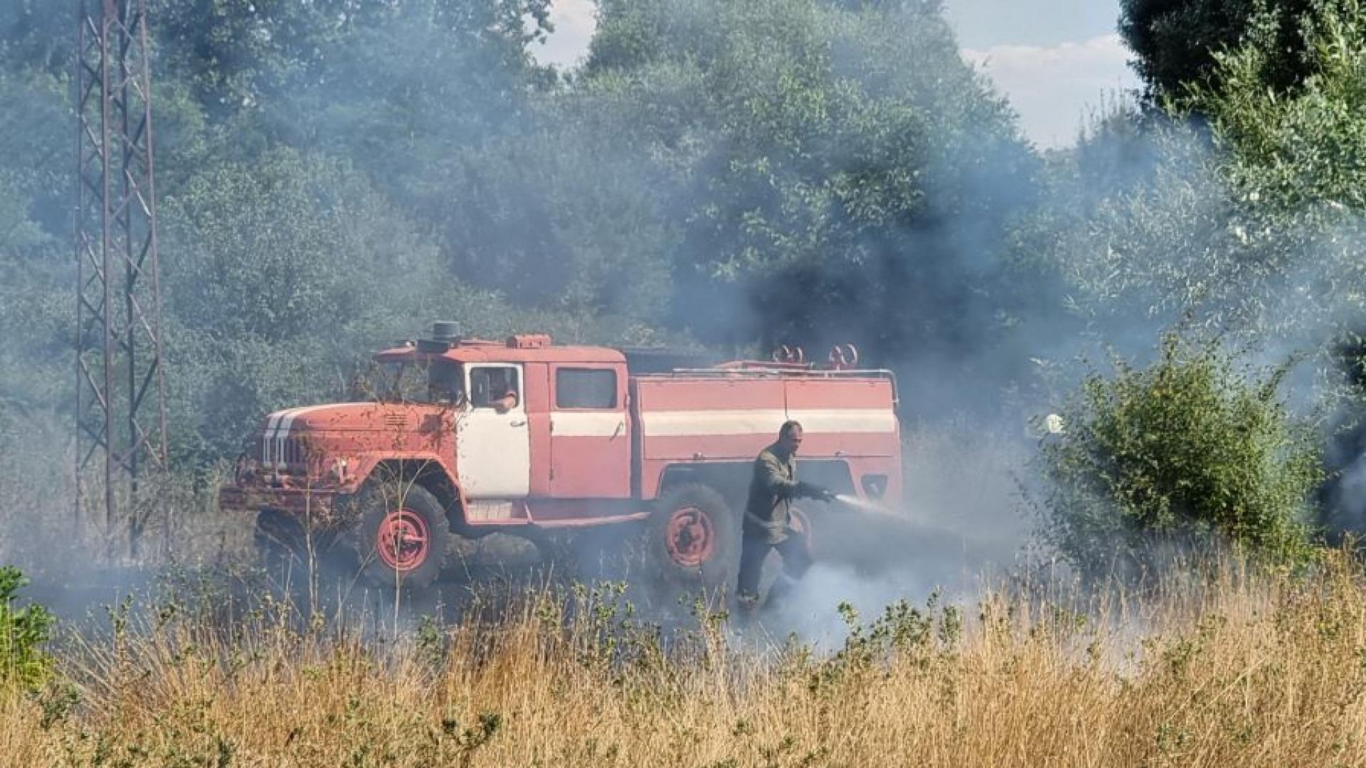 Огнеборци с пет пожарни коли гасят пожар в местността Курткая