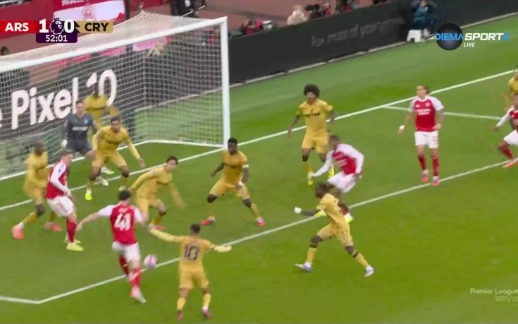 Страхотен шанс за Арсенал, а гредата спаси Кристъл Палас от втори гол