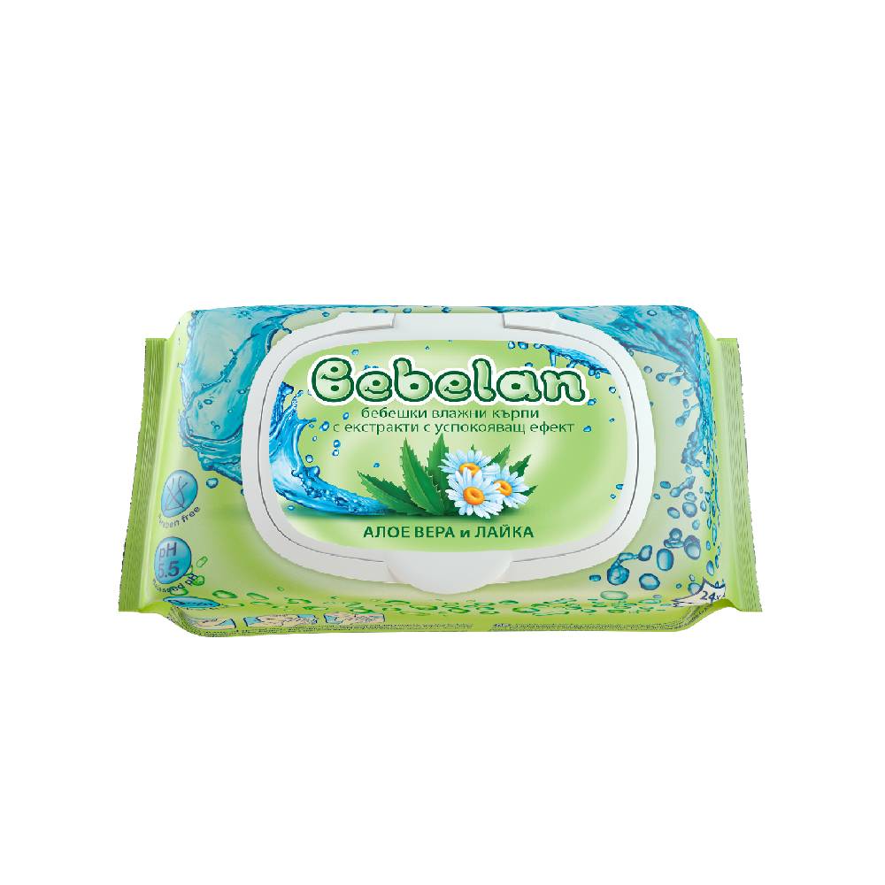 BEBELAN Бебешки мокри кърпички с Алое и лайка, 24 бр