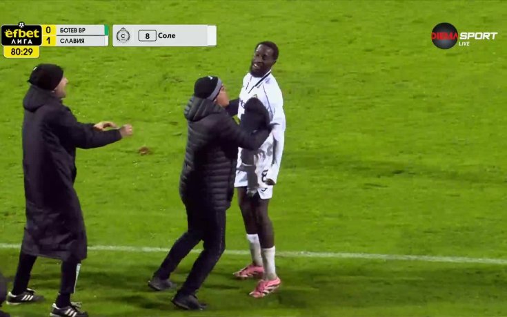 Исак Соле с важен гол за Славия срещу Ботев във Враца (видео)