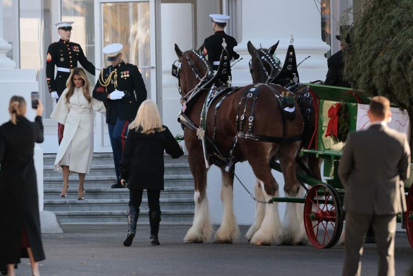 Мелания Тръмп посрещна коледната елха в елегантно палто за милиони (СНИМКИ) - снимка 3