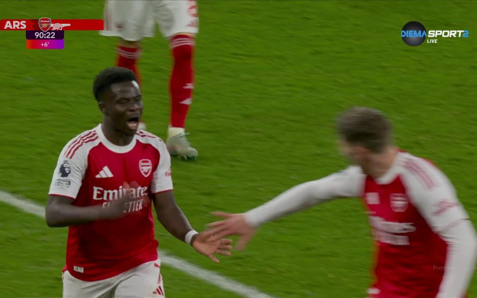 Букайо Сака осигури победата на Арсенал с гол в добавеното време срещу Брентфорд