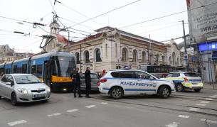 Катастрофа на трамвай и кола в центъра на София