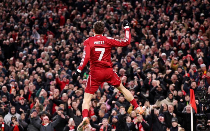 НА ЖИВО: Ливърпул 2:0 Уулвс, Виртц с първи гол във Висшата лига