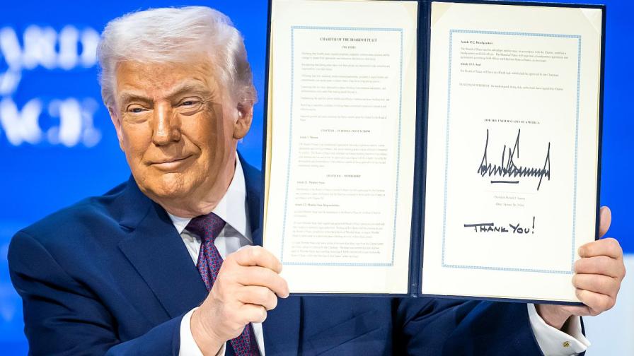 Президентът на САЩ Доналд Тръмп на церемонията за учредяването на неговия Съвет за мир