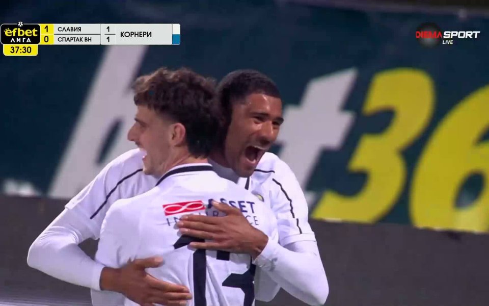 Дейвид Малембана удвои преднината на Славия срещу Спартак Варна (видео)