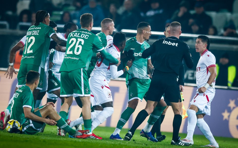 Масово спречкване между играчите на Лудогорец и ЦСКА, 14.03.2026 г.