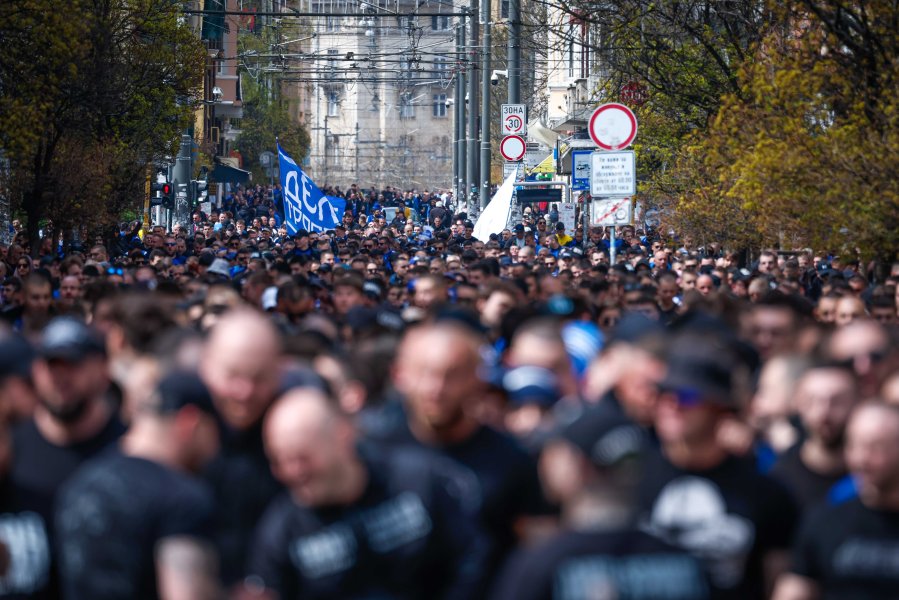 Шествие на феновете на Левски преди дербито с ЦСКА1