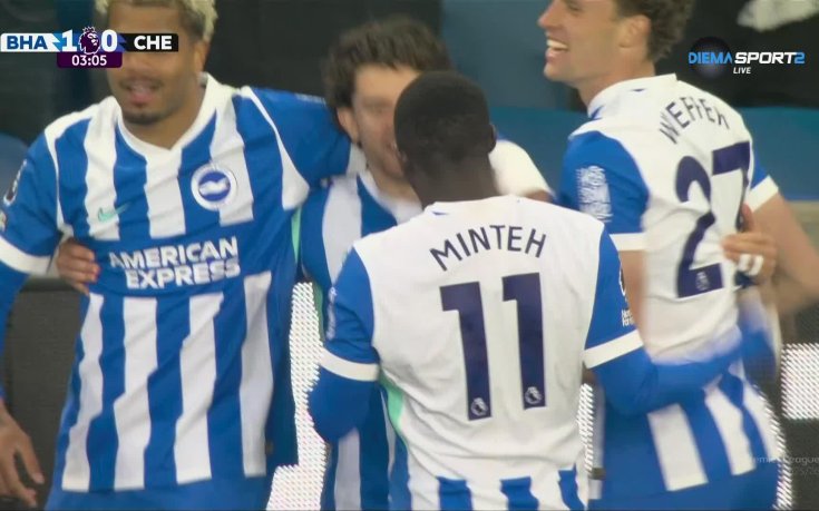 Брайтън шокира Челси в началните минути (видео)