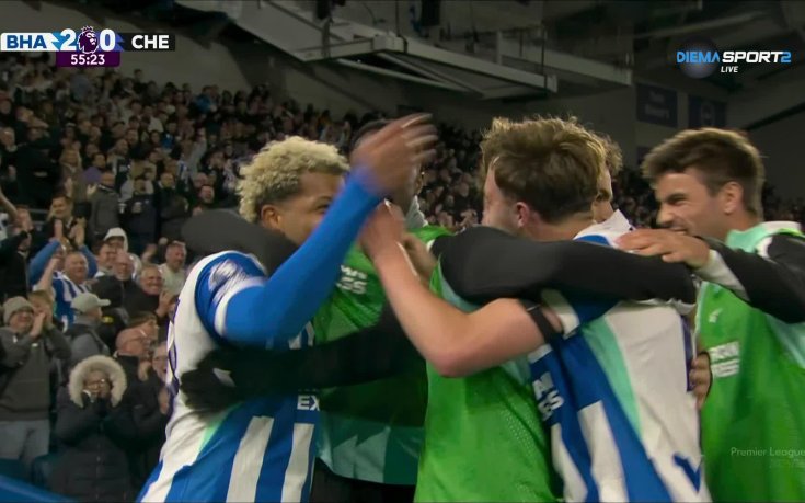Хиншелууд удвои за Брайтън срещу Челси (видео)