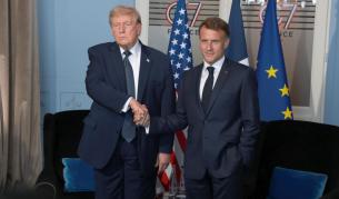 Доналд Трмп и Еманюел Макрон на срещата на Г-7 в Евиан-ле-Бен, Франция