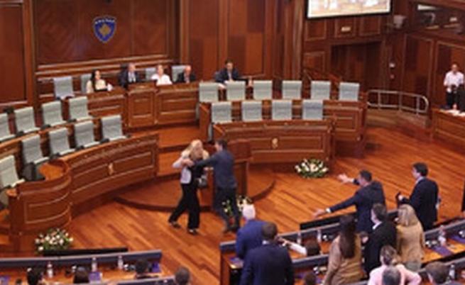 „Срам, срам!“: Опозиционна депутатка замери с яйца премиера на Косово